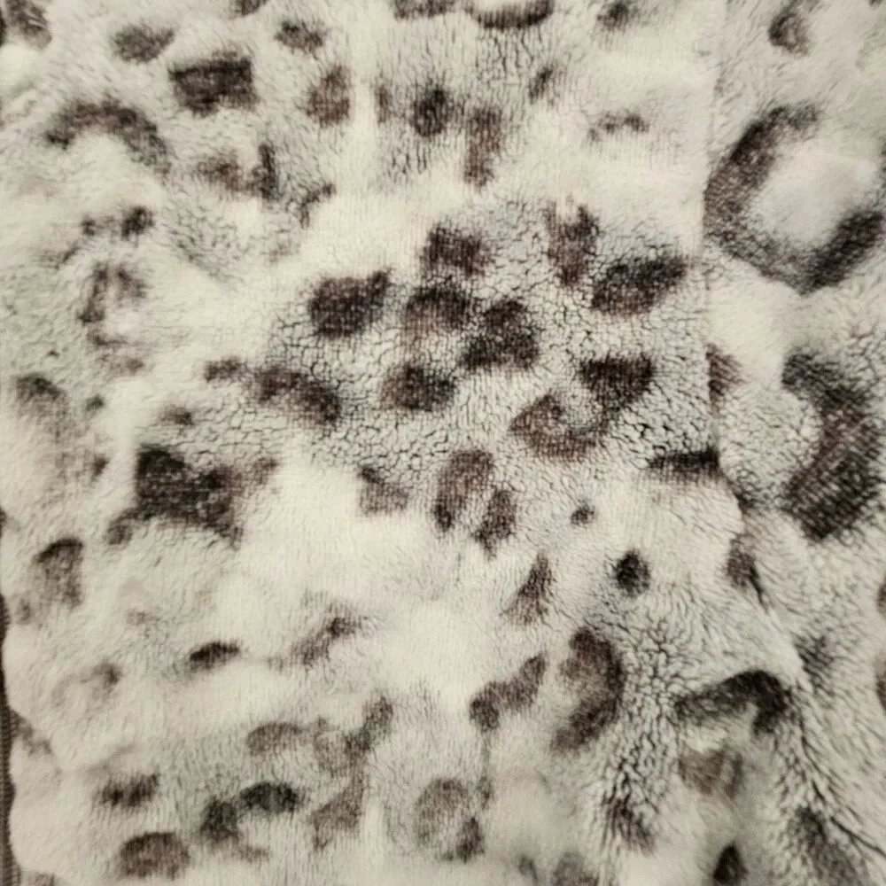 Wonder Nation Jacket Girls XL 14-16 Plus Gray Snow Leopard Hood Plush